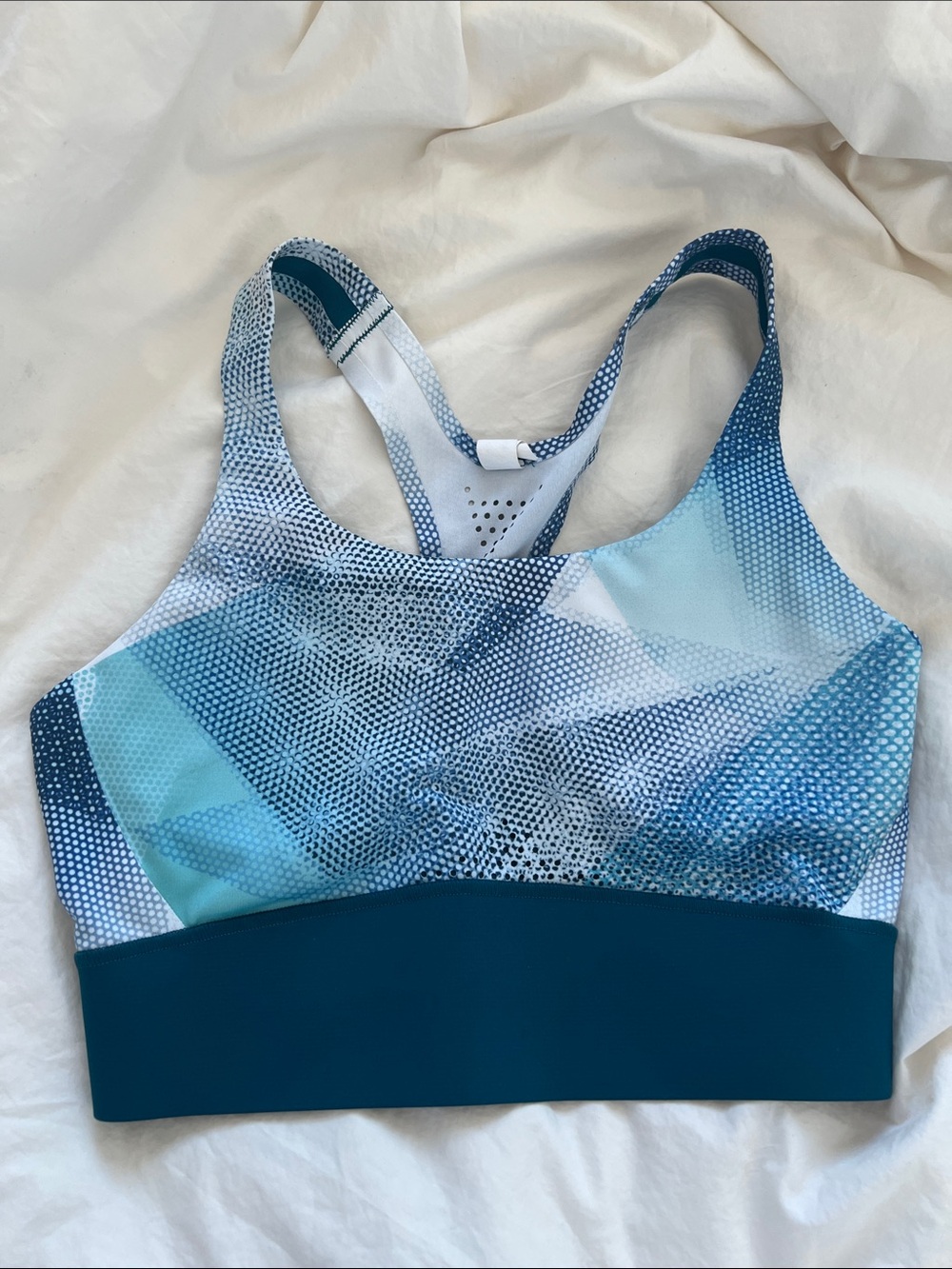 Under Armour Teal, Aqua & White Patterned Racerback Sports Bra